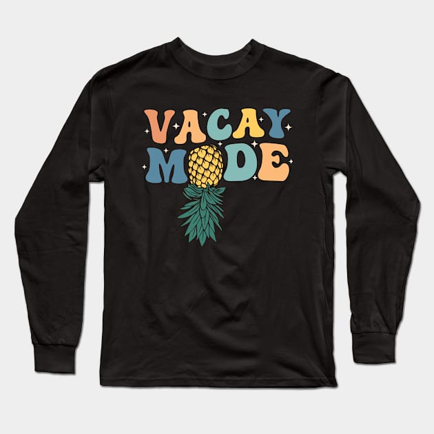 Vacay Mode Swinging Upside Down Pineapple Swinger Groovy Long Sleeve T-Shirt by larfly